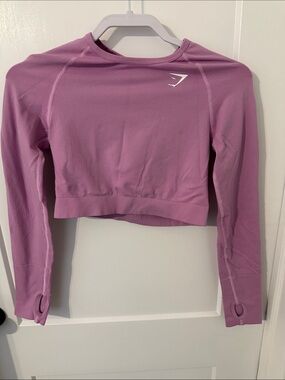 Gymshark Lavender-Pink Seamless Long Sleeve Crop Top Large